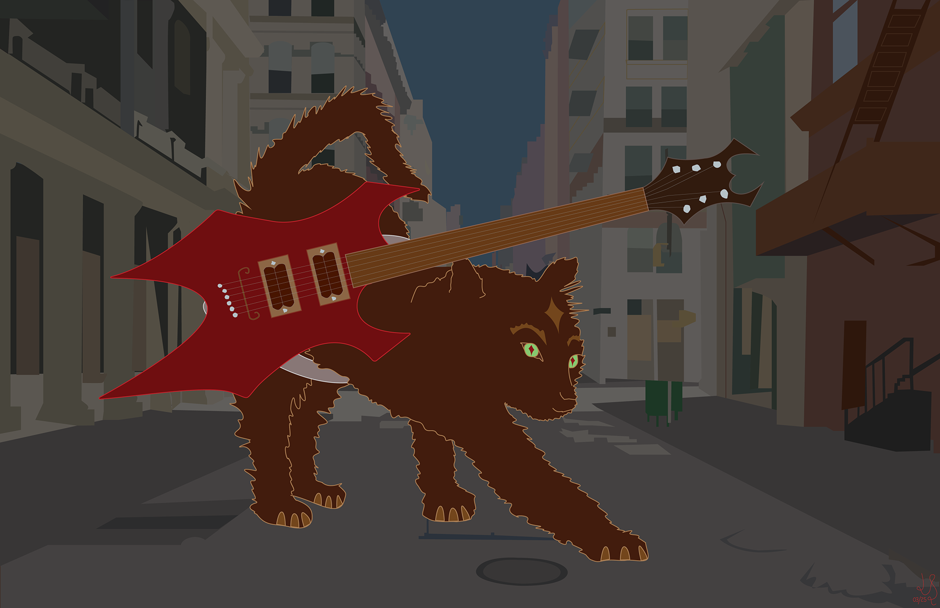 Ziggy the Rockstar Cat illustration